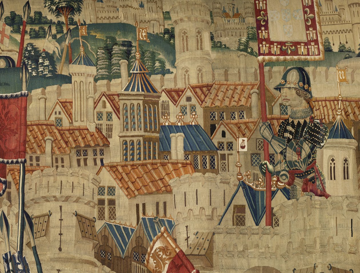 Tapisserie montrant les conquêtes du roi Alphonse V du Portugal, Tournai (détail) - Flemish School