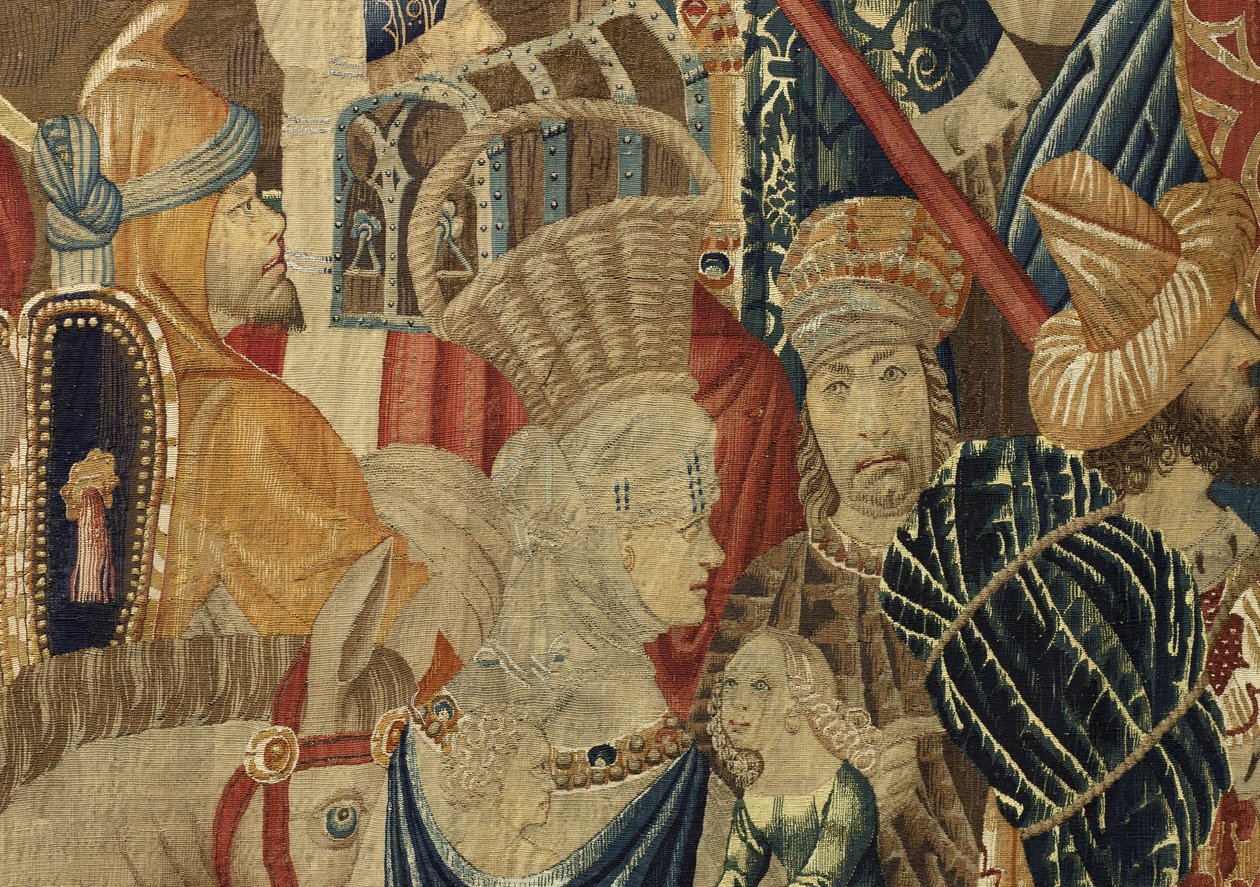Tapisserie montrant les conquêtes du roi Alphonse V du Portugal, Tournai (détail) - Flemish School
