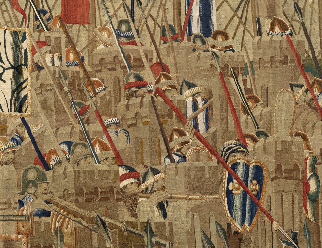 Tapisserie montrant les conquêtes du roi Alphonse V du Portugal, Tournai (détail) - Flemish School