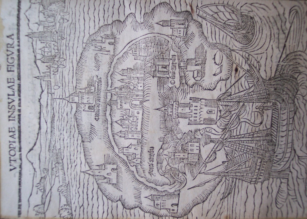 Page de titre de Utopia, par Thomas More, Louvain 1516 - Flemish School