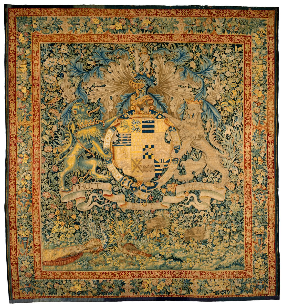 Tapisserie de verdure avec les armes de Robert Dudley, comte de Leicester, vers 1570-1585 - Flemish School