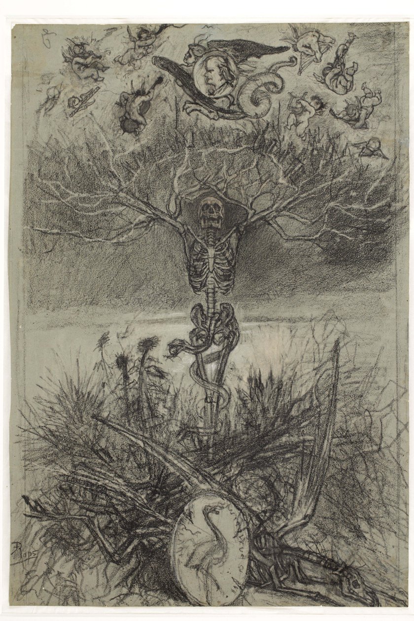 Néerlandais : Dessin final pour le frontispice Les Epaves de Charles Baudelaire - Félicien Rops