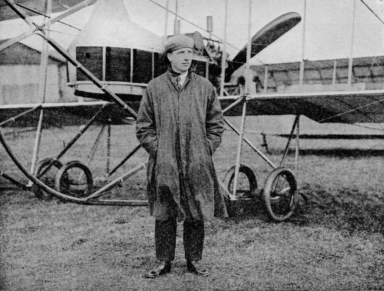Course aérienne Londres-Manchester : M. Jack Alcock et son biplan Maurice Farman, 1914 - Flight Photo