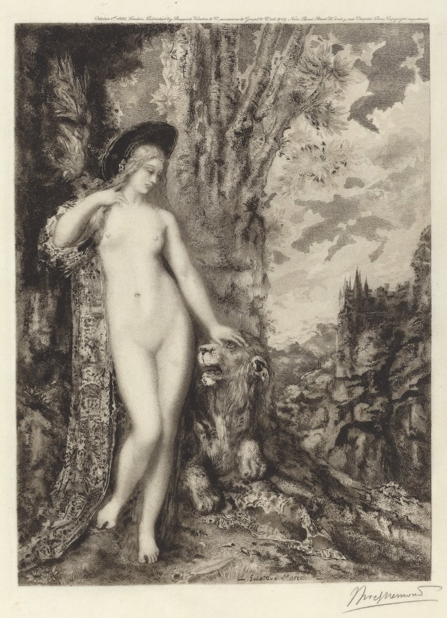 Le lion amoureux - Félix Bracquemond, after Gustave Moreau
