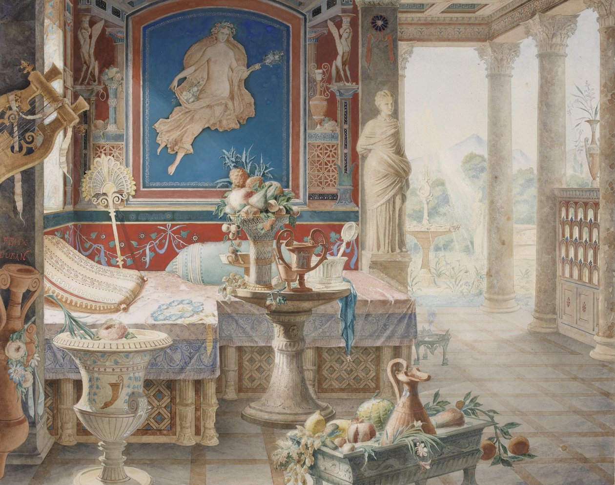 Fantaisie architecturale dans le style de Pompéi - Félix Duban