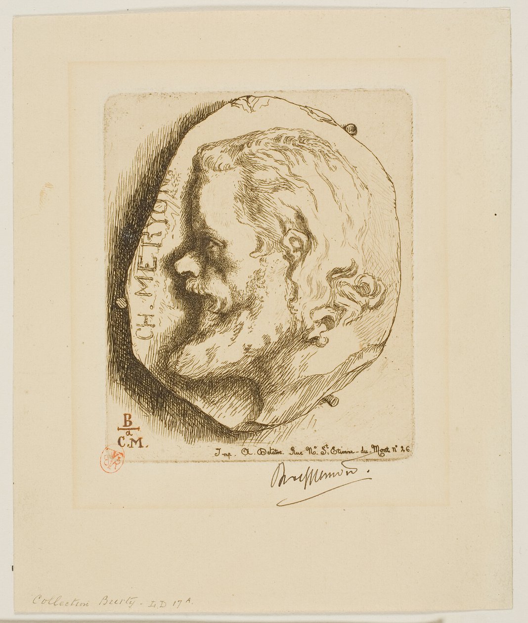 Portrait de Meryon de profil - Félix Henri Bracquemond
