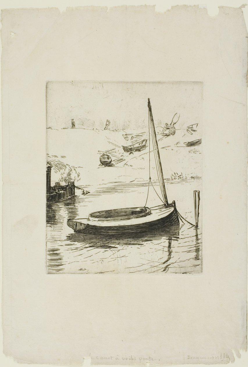 Le bateau à la voile abaissée - Félix Henri Bracquemond