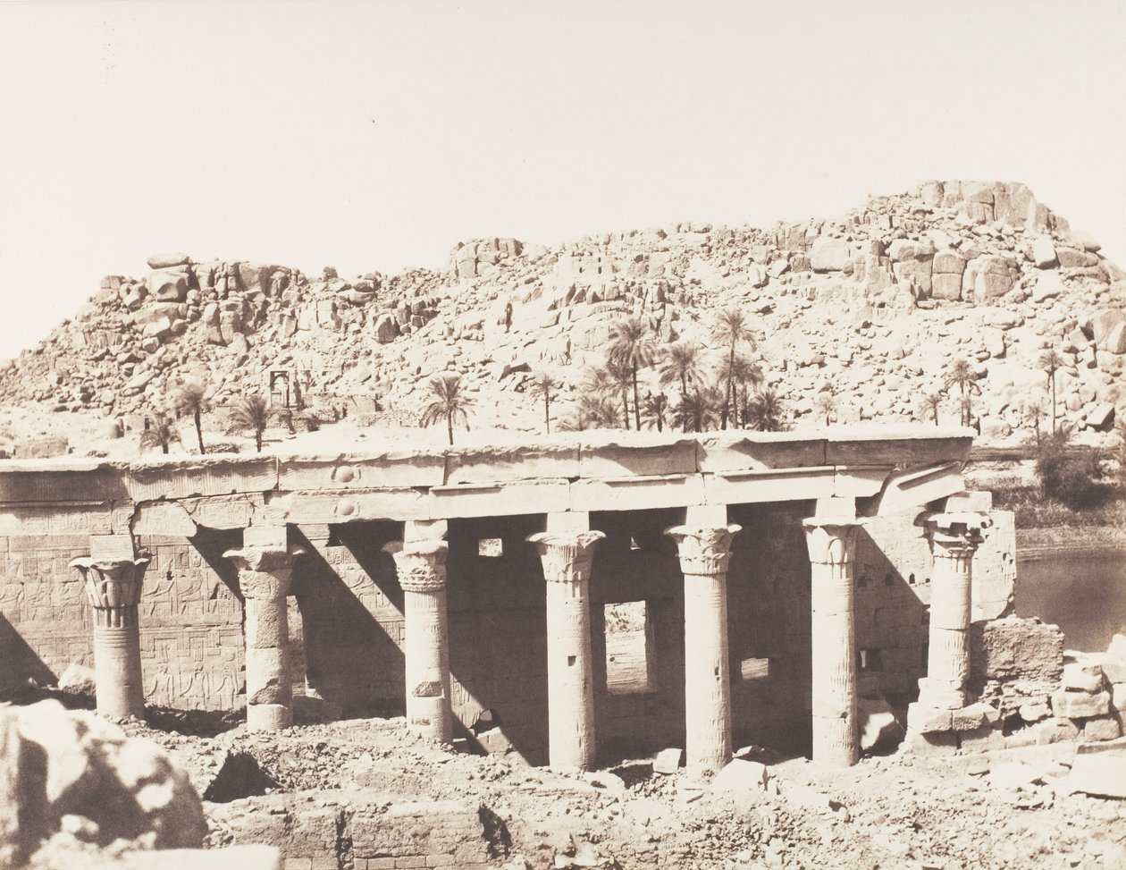 Île de Philæ, colonnade occidentale - ruines vues du point L - Félix Teynard