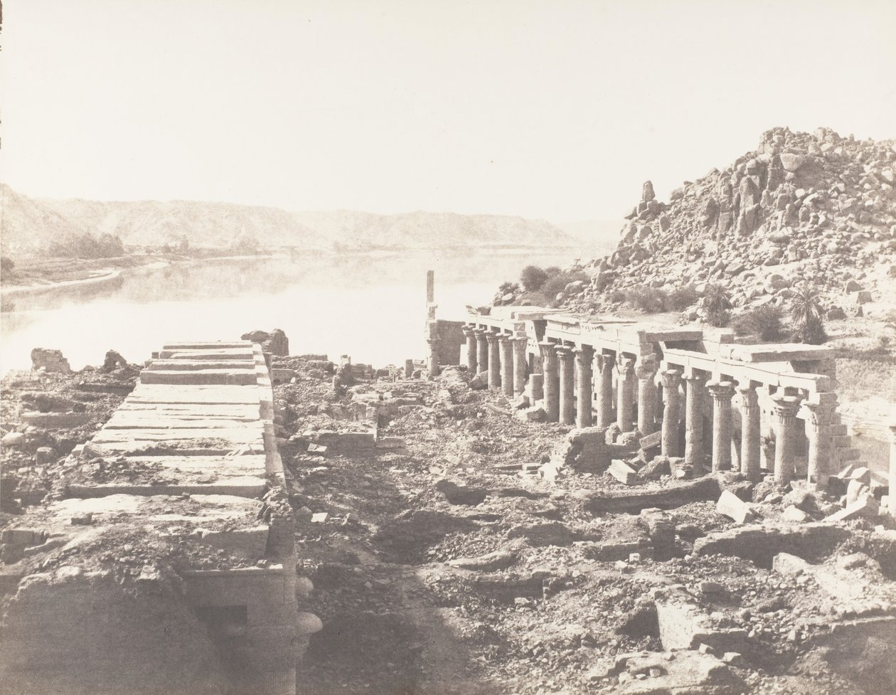 Île de Philæ, vue générale prise du point I, sur la plateforme - Félix Teynard