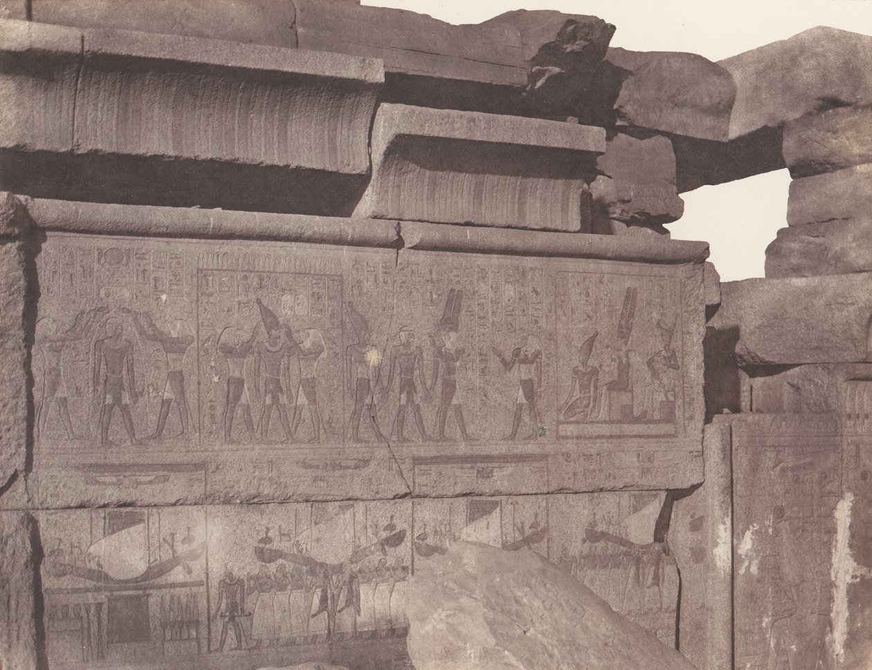 Karnak Thèbes, Palais - Construction de granit - Décoration sculptée..., 1851-52, imprimé en 1853-54 - Félix Teynard