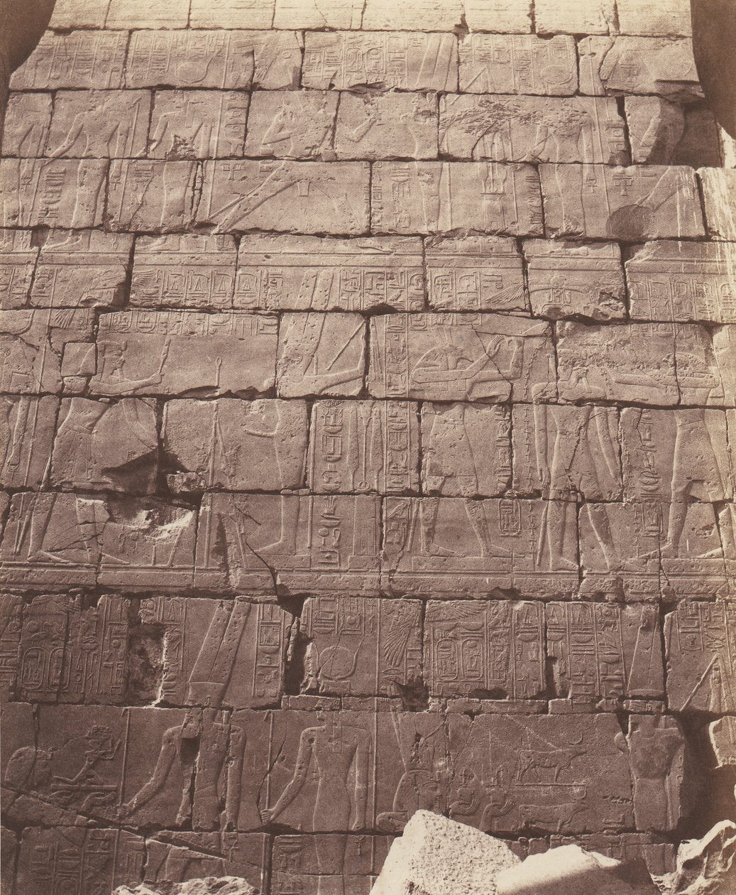 Karnak Thèbes, Palais - Salle Hypostyle - Décoration de la Paroi Int..., 1851-52, imprimé 1853-54 - Félix Teynard