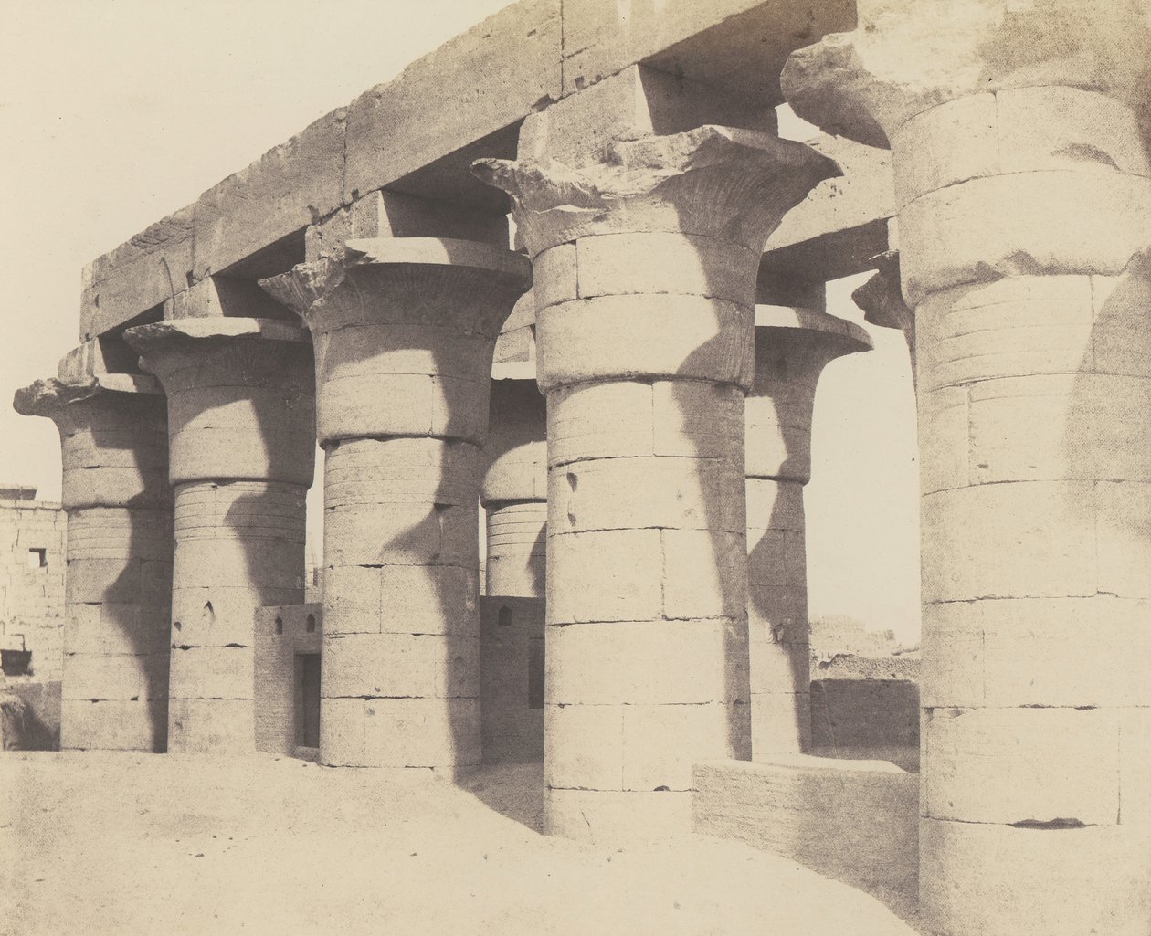 Louksor Thèbes. Construction Centrale - Grande Colonnade - Félix Teynard