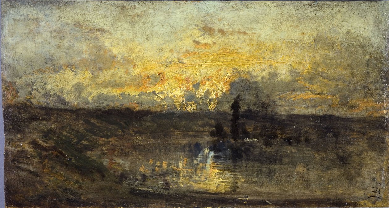 Virage de la rivière (recto) ; trois études (verso), entre 1850 et 1860 - Félix Ziem