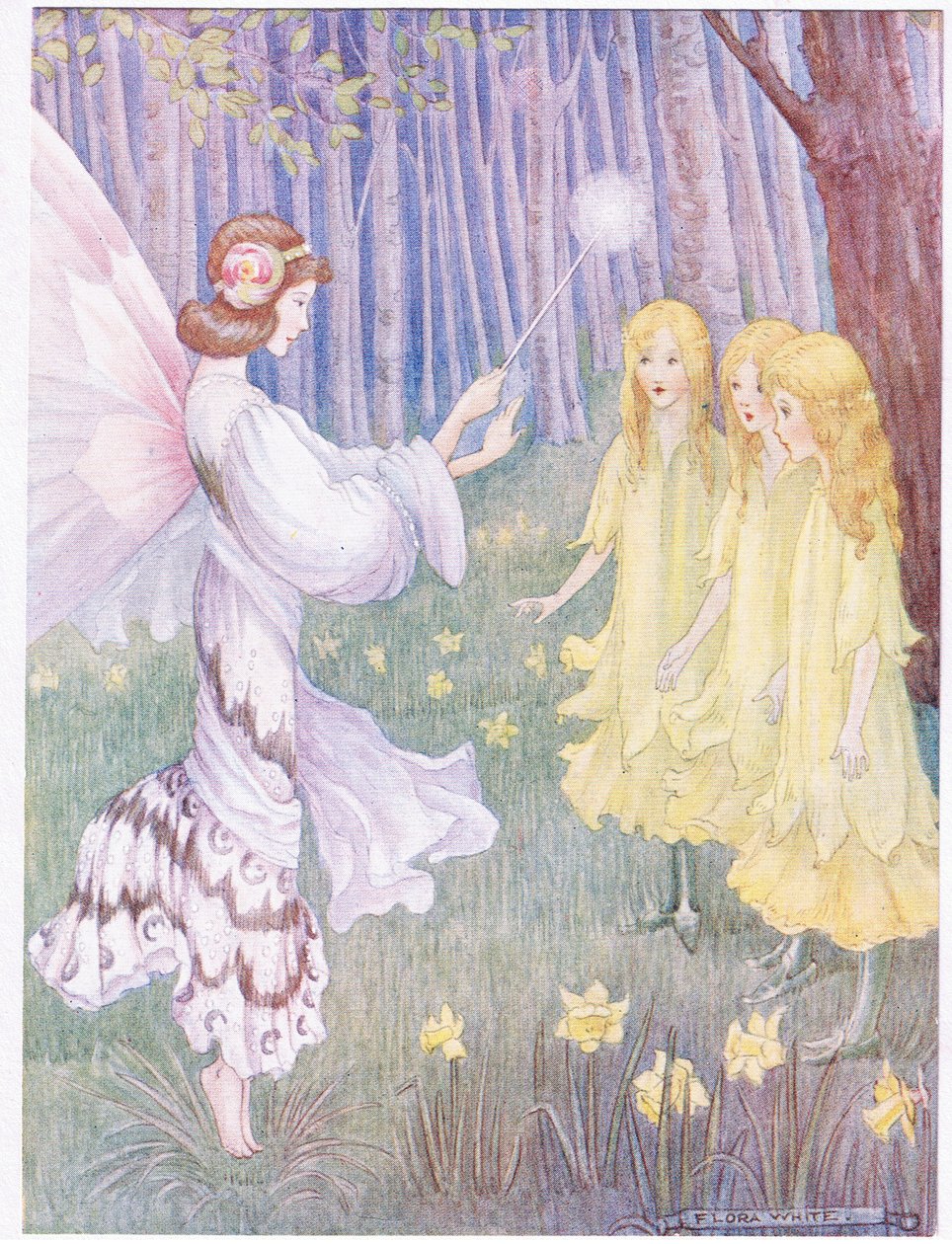 À la place des jonquilles se tenaient trois jolies demoiselles - Flora White