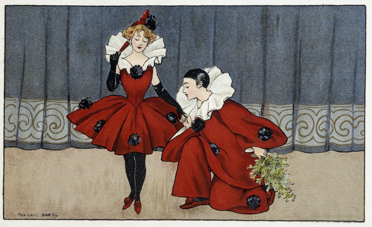 Pierrot et Colombine - dess. par Florence Hardy, début 20e siècle - Florence Hardy