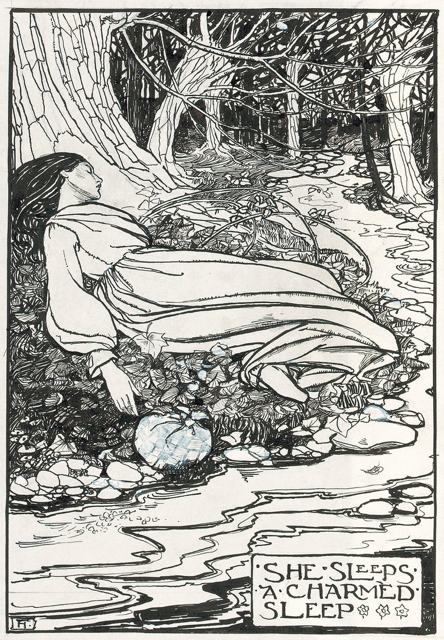 Illustration pour "Poèmes de Christina Rossetti" (crayon et encre sur papier) - Florence Harrison