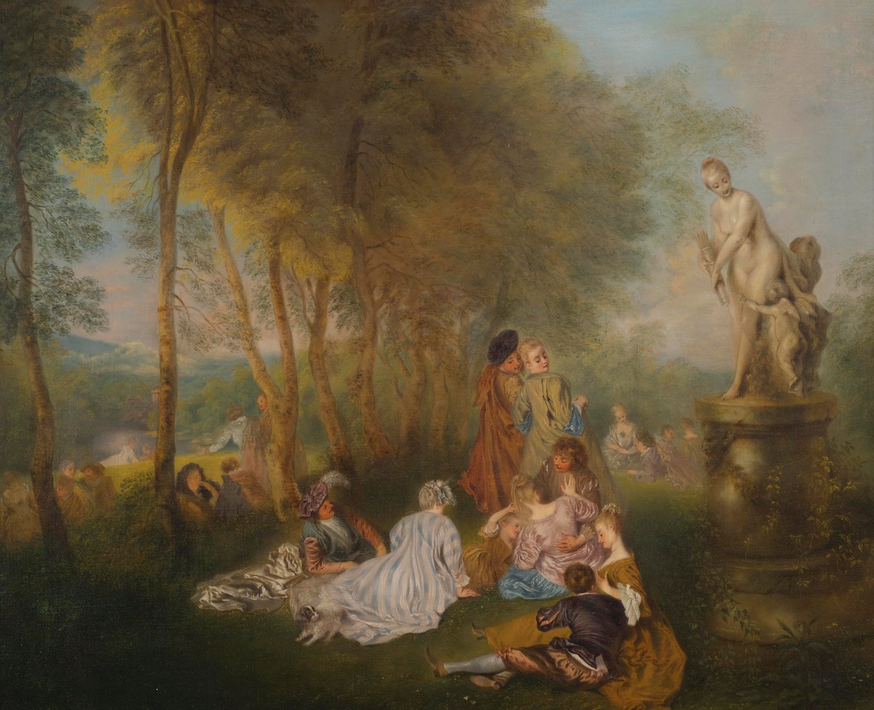 Fête galante avec une statue de Vénus - Follower of Antoine Watteau