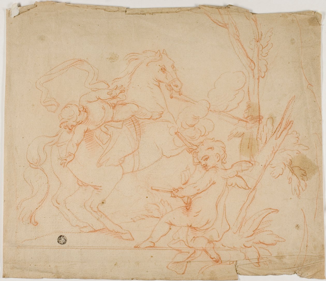 Putto Tirant sur Putto à Cheval - Follower of Charles Le Brun