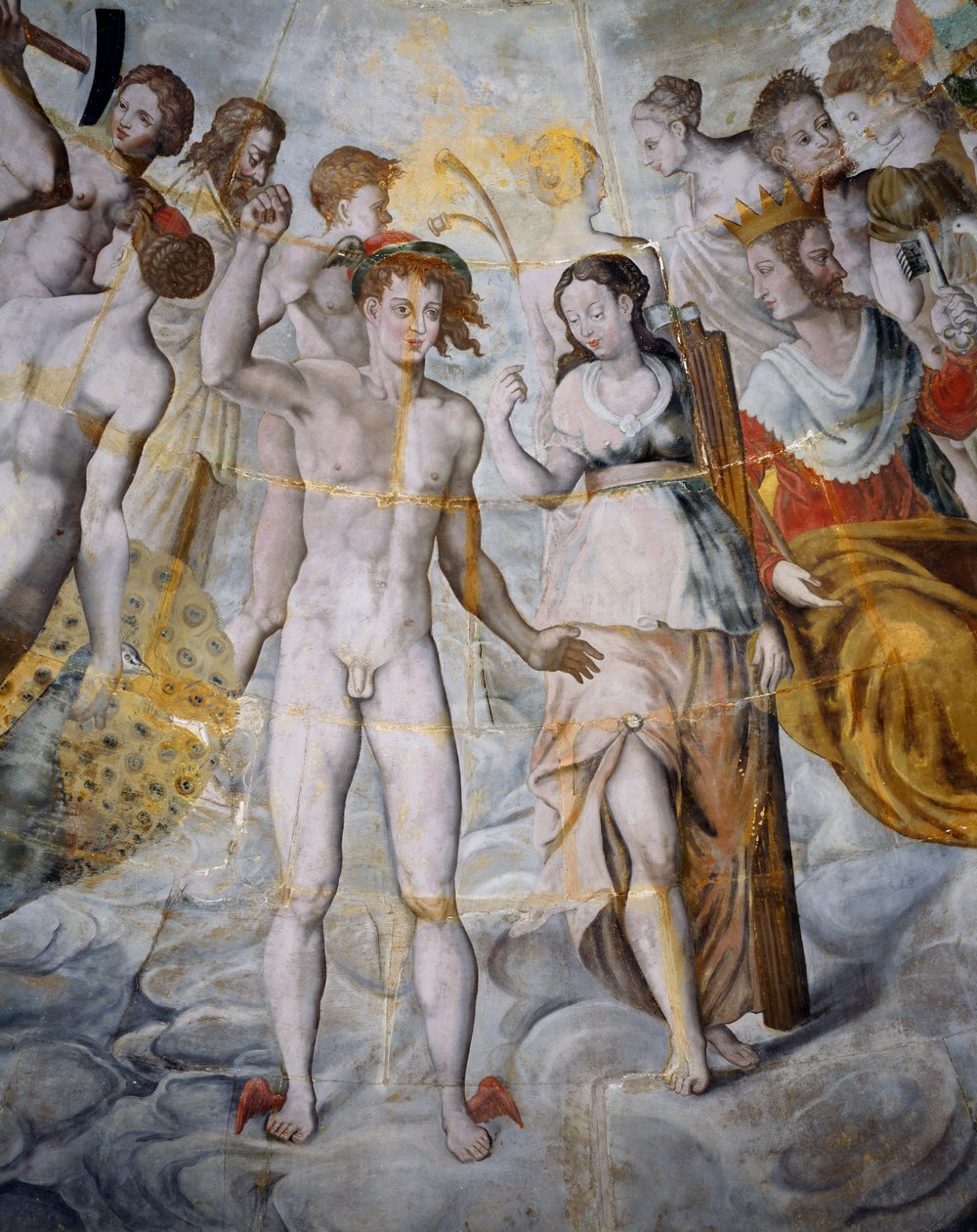 Mercure, messager des dieux et Psyché, Janus à droite, fresques dans la tour dorée de Ligue, École de Fontainebleau, Château de Tanlay (16e-17e siècle), Bourgogne, France - Fontainebleau School