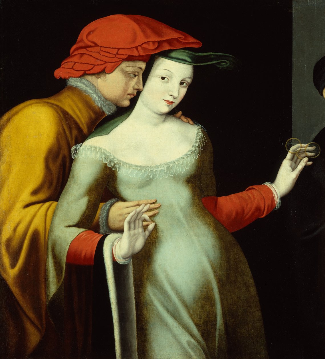 Les amoureux, vers 1600 (huile sur toile) - Fontainebleau School