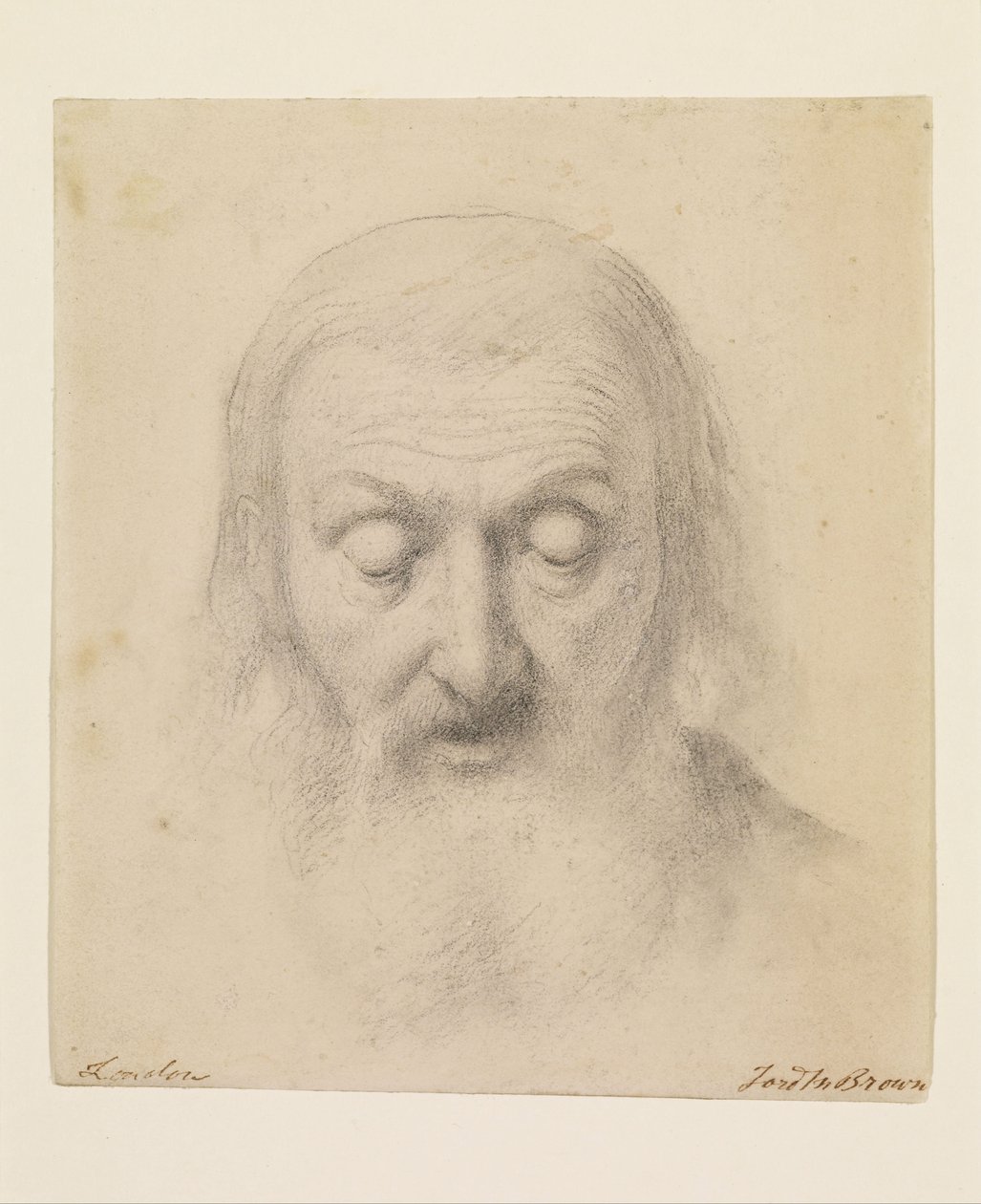 Wycliffe lit sa traduction de la Bible - Étude pour le chef de Wycliffe - Ford Madox Brown