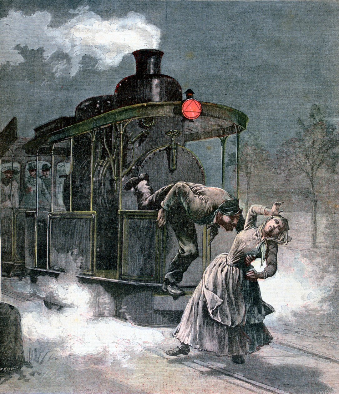 Accident sur la ligne ferroviaire de Marly-le-Roi, France, 1891 - Fortuné Méaulle