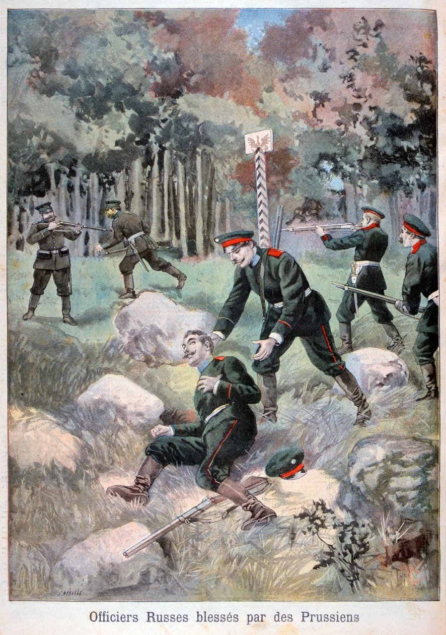 Officier russe blessé par les Prussiens, frontière russe - Fortuné Méaulle