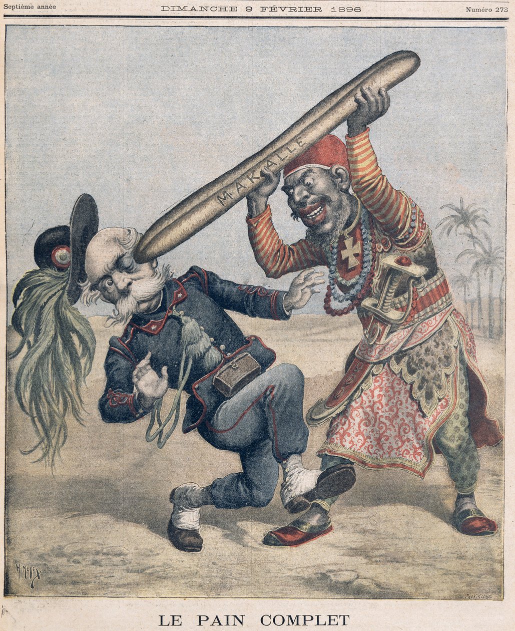 Caricature de Francesco Crispi (1818-1901) et la défaite de l