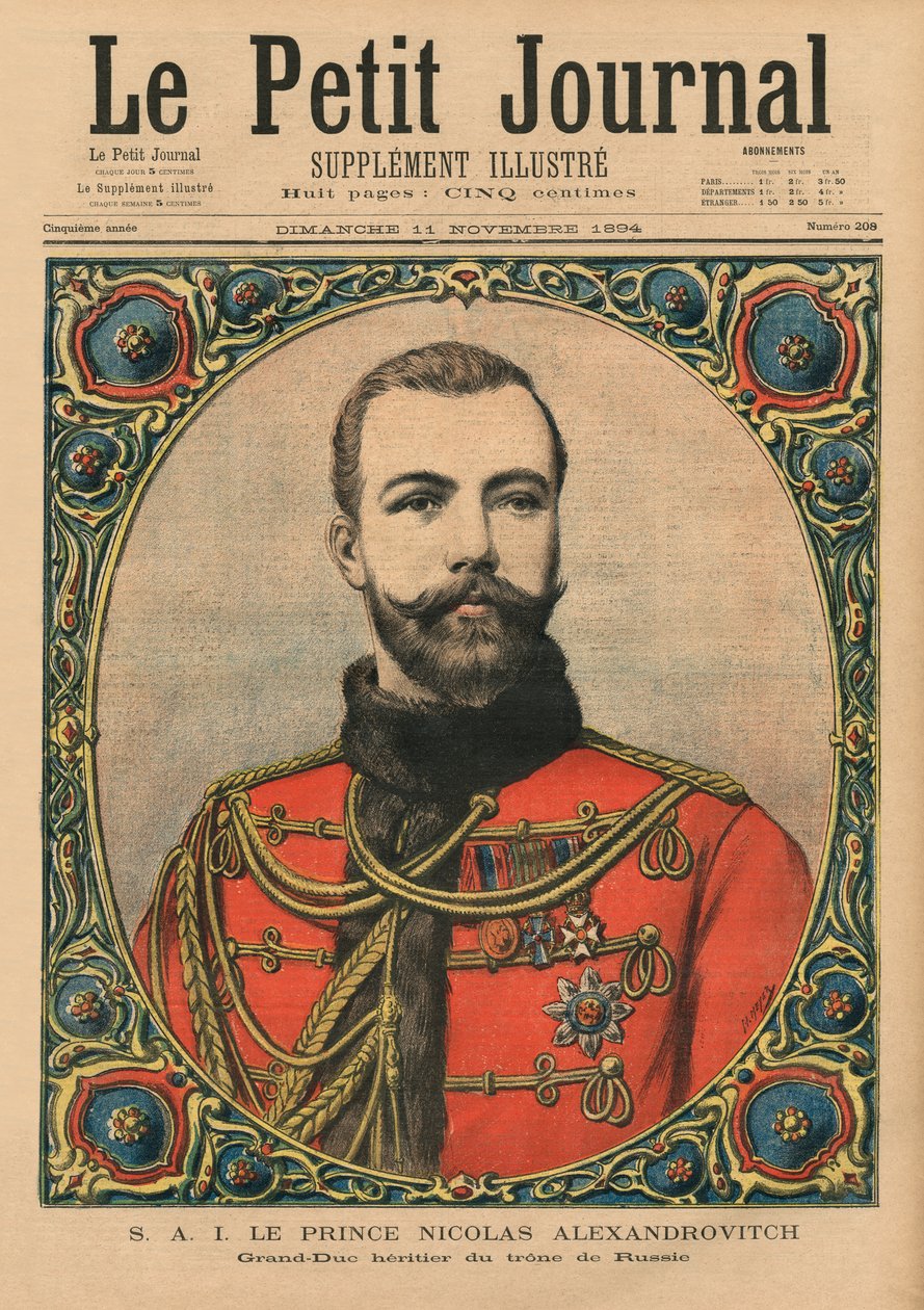 Son Altesse Impériale le Prince Nicolas Alexandrovitch, futur Empereur et Tsar Nicolas II, illustration de couverture de 