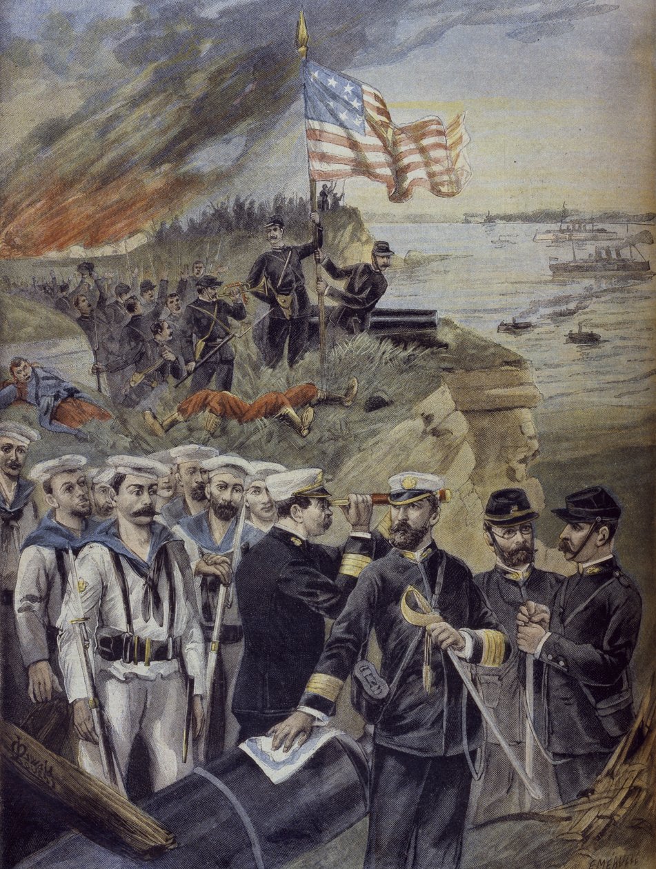 Guerre hispano-américaine, débarquement à Guantanamo, Cuba, illustration de 
