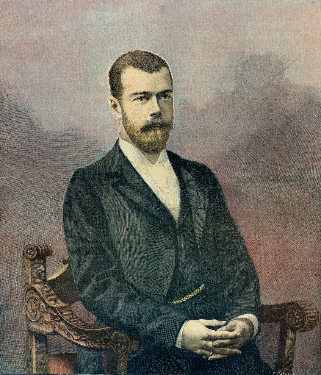 Portrait du tsar Nicolas 2 en 1896 (Gravure) - Fortune Louis Meaulle