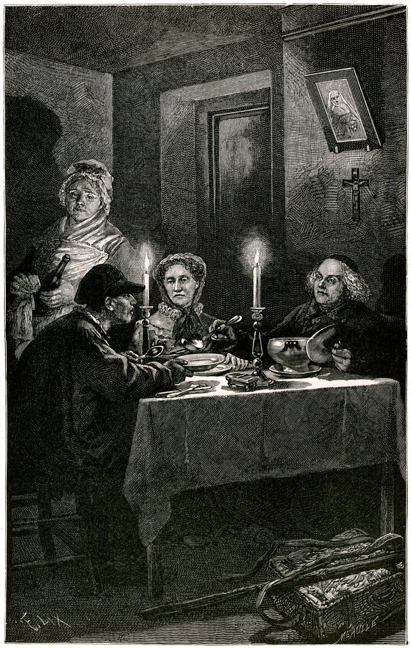 Victor Hugo "Les Misérables" Illustration de Lix gravée par Meaulle : le Forçat et l