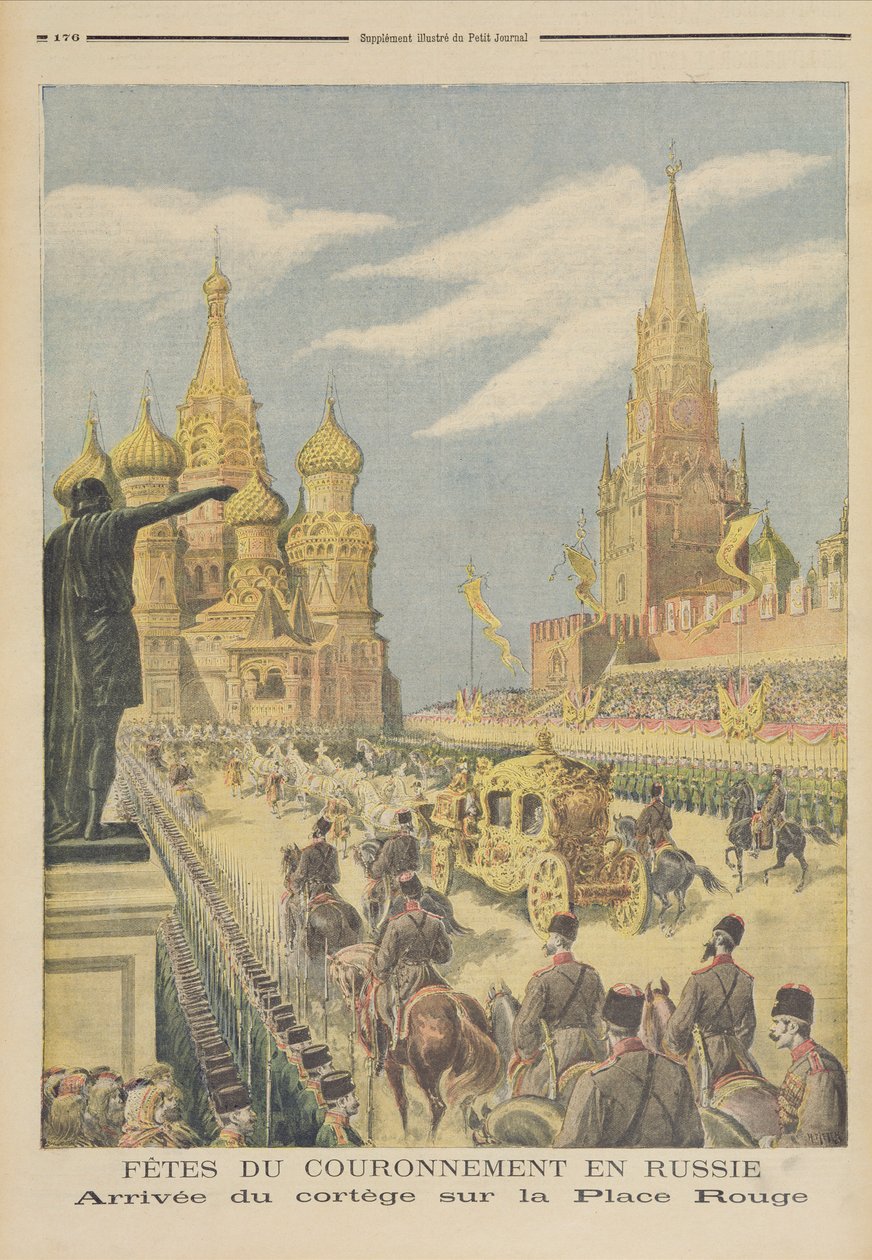 Célébration pour le couronnement du tsar Nicolas II (1894-1917) Arrivée du cortège sur la Place Rouge, de 