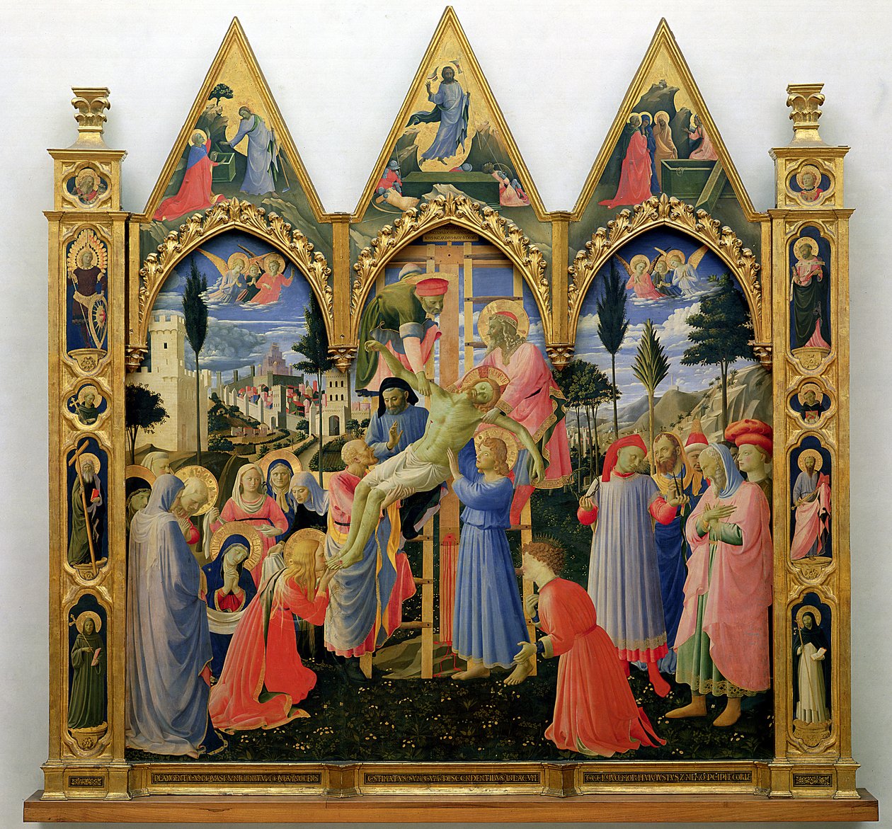 Retable de Santa Trinita, cadre et pinacles par Lorenzo Monaco (Piero di Giovanni) (c.1370-1425) complété vers 1434 - Fra Angelico
