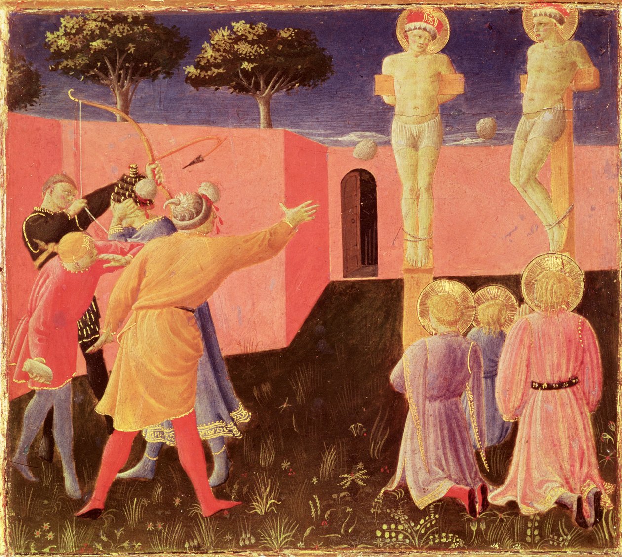 La Crucifixion et la lapidation des SS. Côme et Damien, prédelle du retable Annalena, 1434 - Fra Angelico