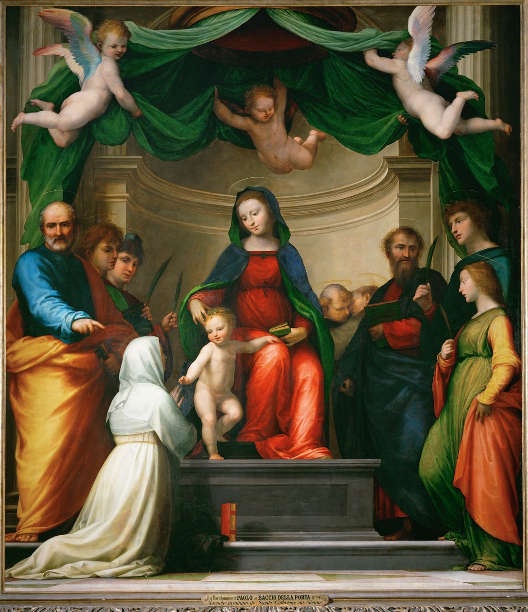Le mariage mystique de Sainte Catherine de Sienne ... - Fra (1472-1517) Bartolomeo