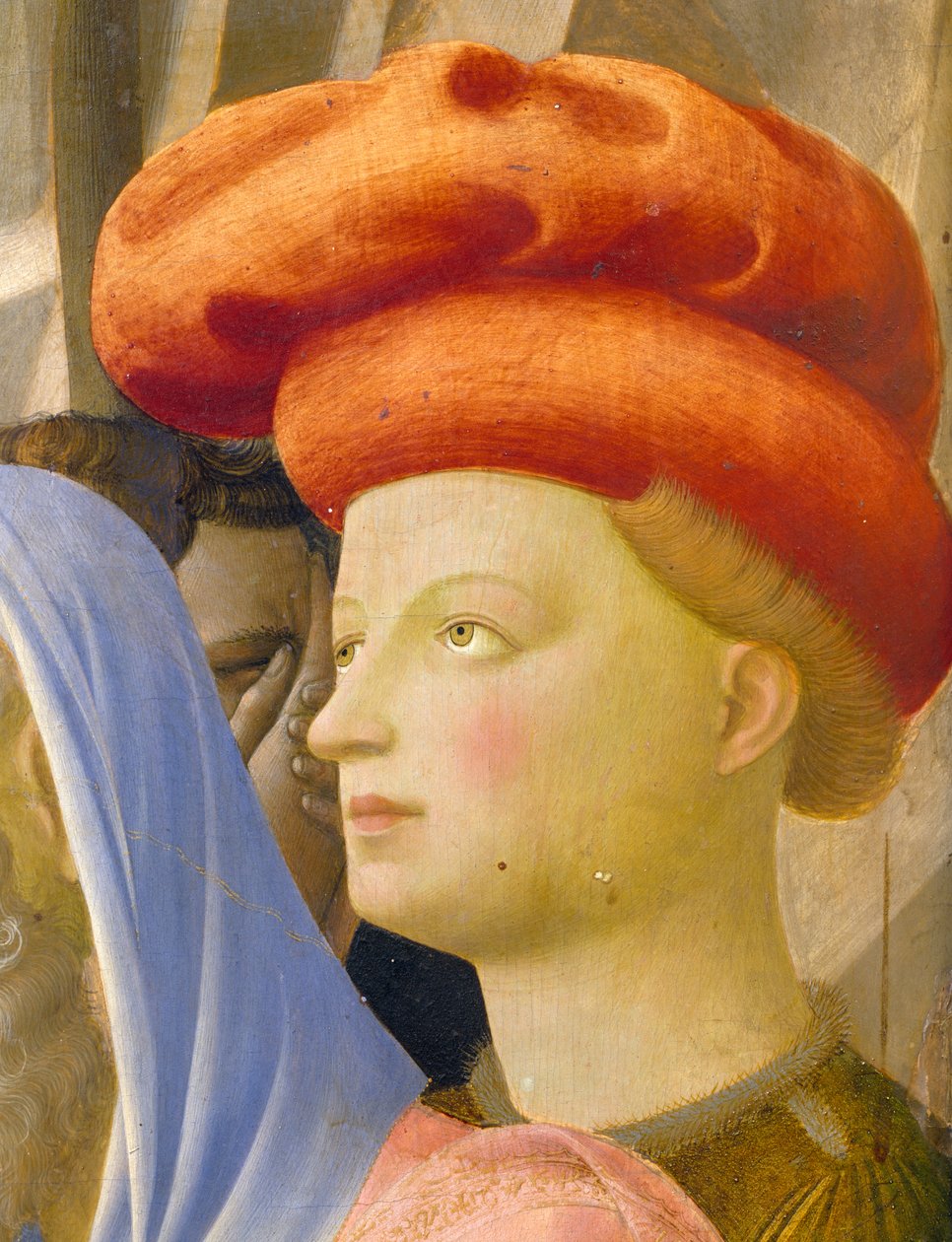 Figure masculine avec turban rouge, détail de la Déposition de la Croix ou du Retable de la Sainte Trinité, vers 1432 - Fra  Angelico