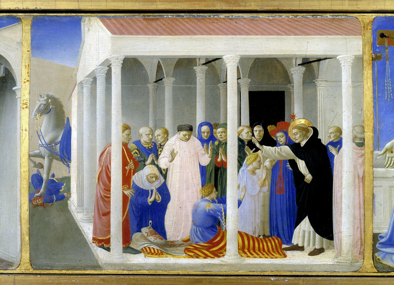 Saint Dominique (1170 - 1221) ressuscitant Napoleone Orsini, la partie inférieure (la prédelle) de la 