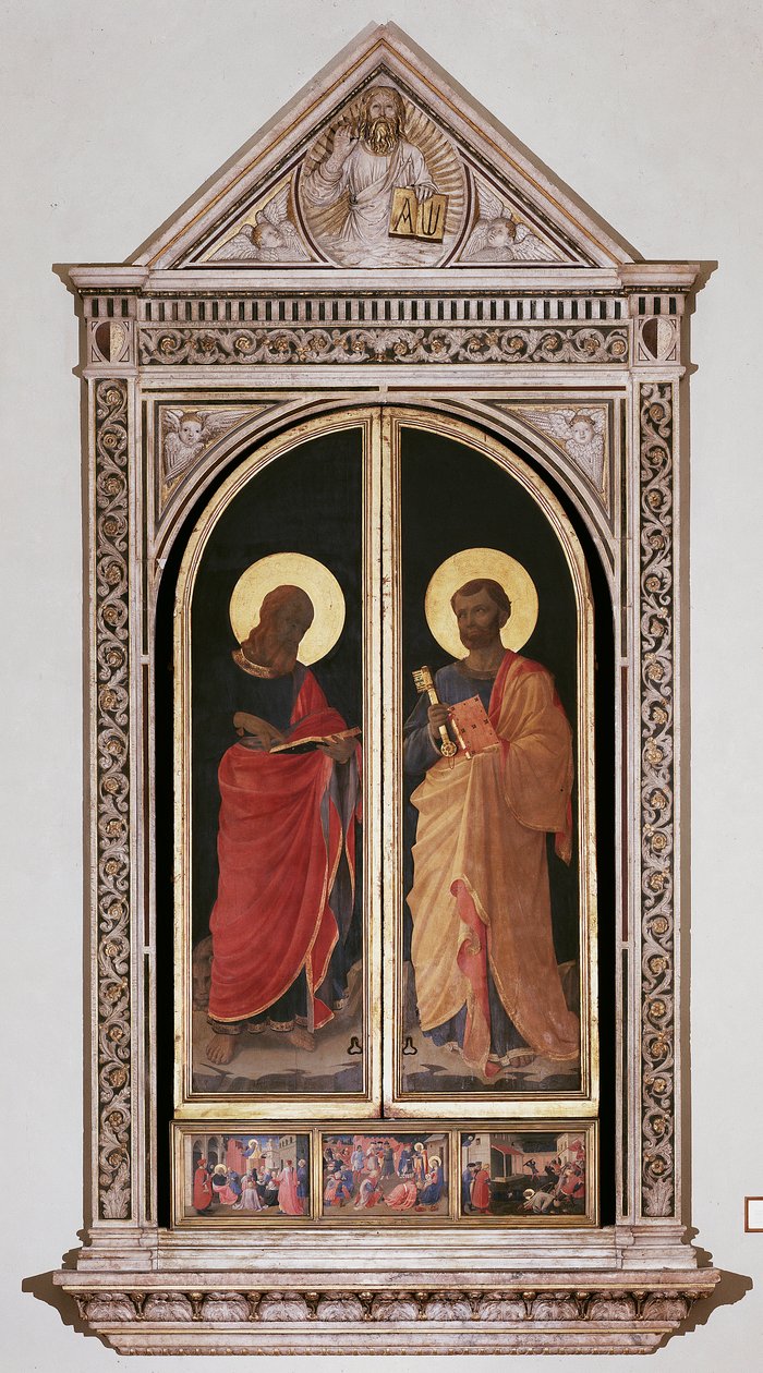 Saint Marc (gauche) et Saint Pierre. Tabernacle fermé des Linaioli - Fra  Angelico