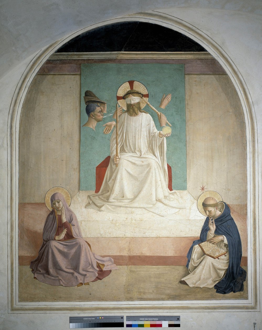 Christ bafoué avec la Vierge et Saint Jérôme. Fresque de Guido di Pietro - Fra Angelico