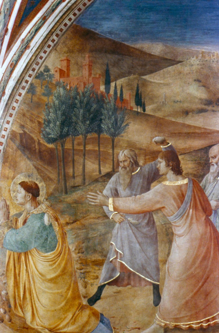 La lapidation de Saint Étienne, milieu du 15ème siècle - Fra Angelico