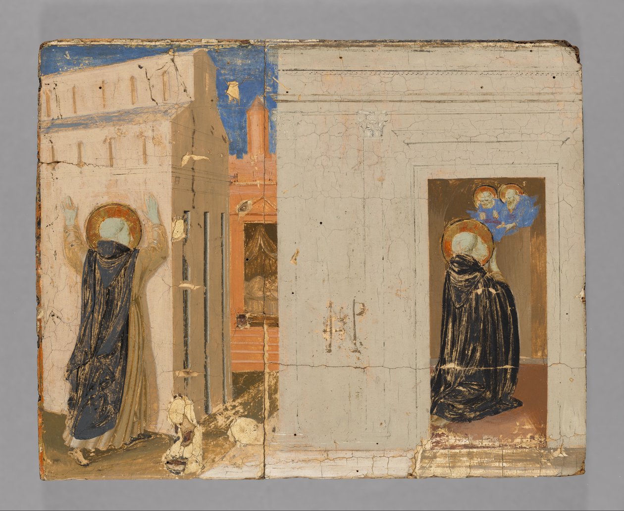 Die Vision von Papst Innozenz III.; Heilige Petrus und Paulus erscheinen dem Heiligen Dominikus - Fra Angelico