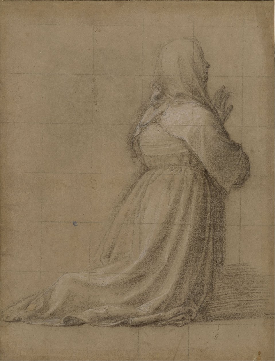 Femme agenouillée en prière, vue de dos (étude pour la figure de sainte Catherine) - Fra Bartolomeo