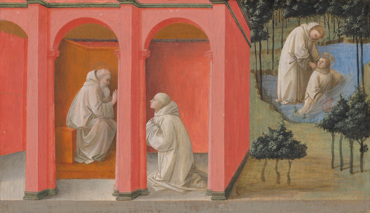 Saint Benoît ordonne à Saint Maurus de secourir Saint Placidus, vers 1445-1450 (tempera sur panneau) - Fra Filippo Lippi