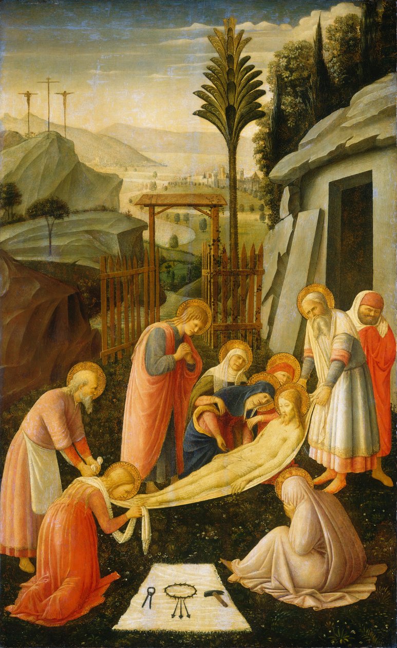 La mise au tombeau du Christ, vers 1450 (tempera sur panneau de peuplier) - Fra & Lippi F (c.1406-69) Angelico