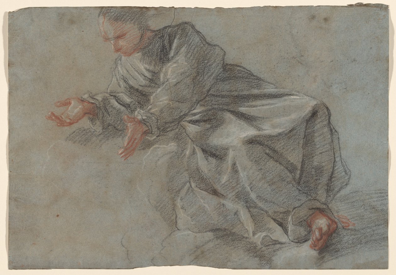 Un moine assis avec les bras étendus [Étude pour la Vierge dans la Vision du Bienheureux Felice da Cantalice] - Fra Semplice da Verona