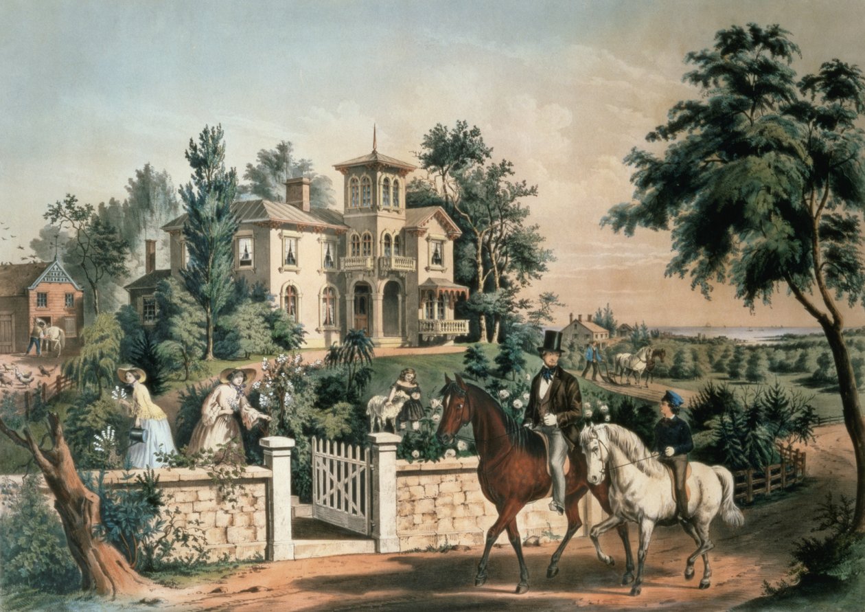 Vie à la campagne américaine, gravé par Nathaniel Currier (1813-88) publié par Currier et Ives, New York, 1855 - Frances Flora Bond Palmer