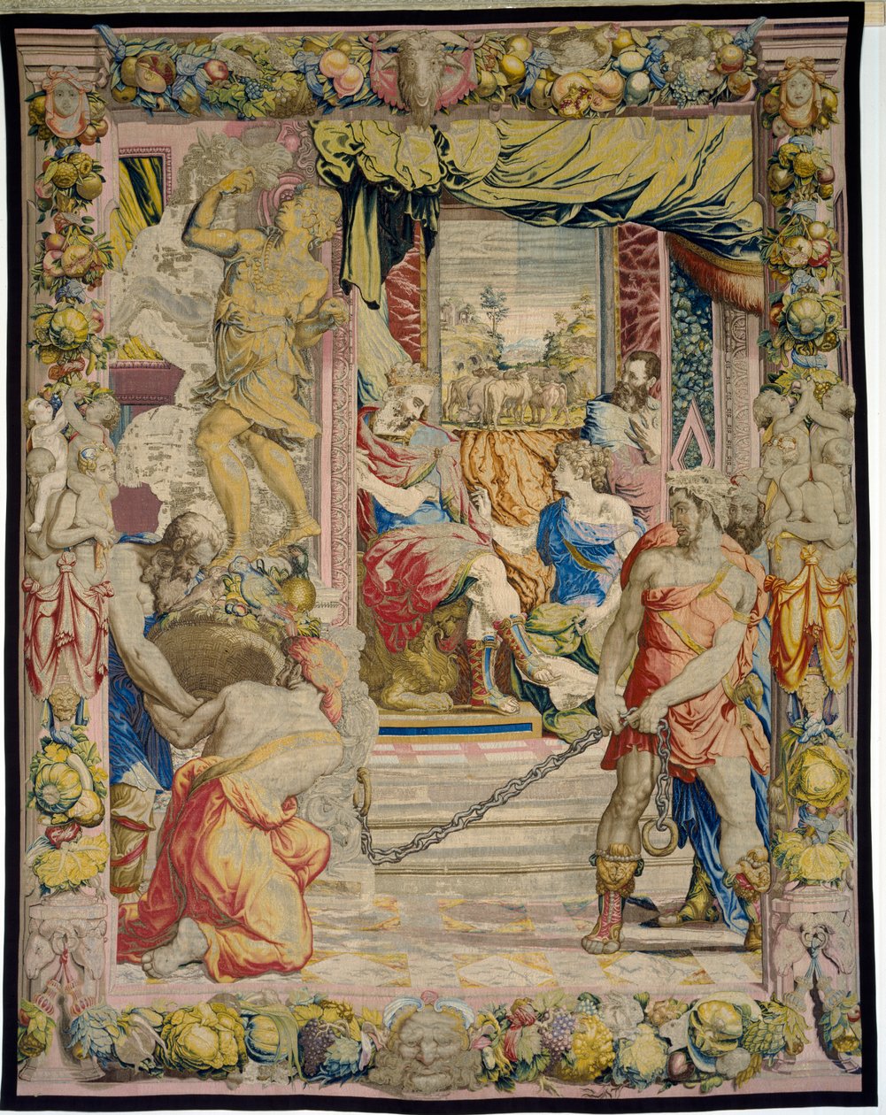 Joseph explique au Pharaon son rêve des vaches grasses et maigres, de la Sala dei Dugento, 1546-53 - Francesco and Karcher, N Salviati
