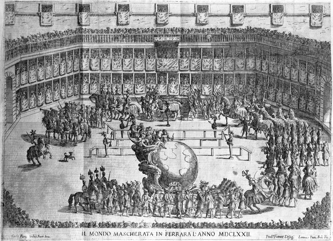 Procession du Globe, Ferrare, gravée par Lorenzo Tinti, 1672 - Francesco Ferrari