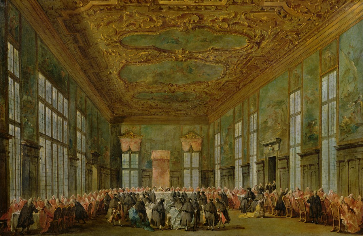 Le Doge Alvise Mocenigo IV (1701-78) donnant un banquet pour les ambassadeurs, 1776-78 - Francesco Guardi